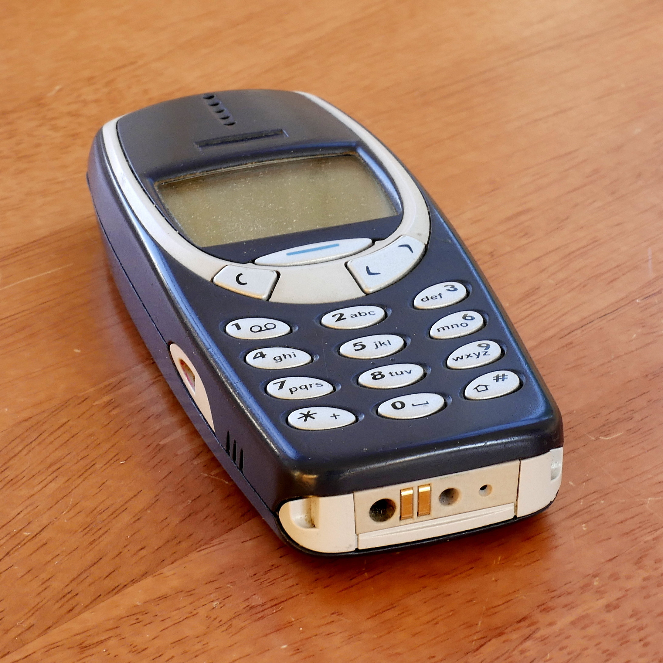 An old Nokia mobile phone. 